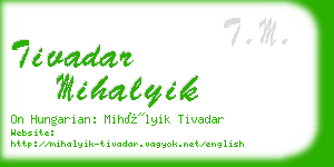 tivadar mihalyik business card